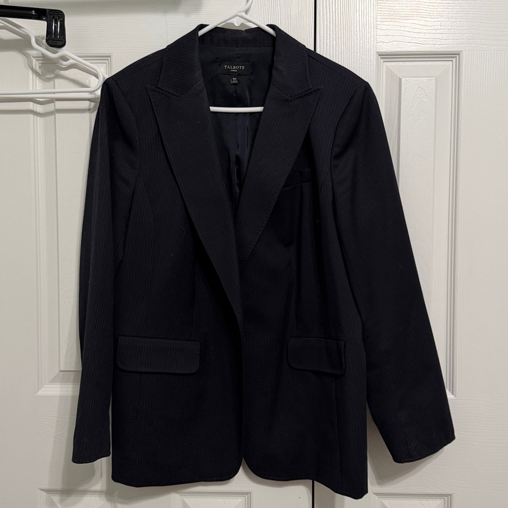 Talbots Elegant Navy Pinstripe Blazer